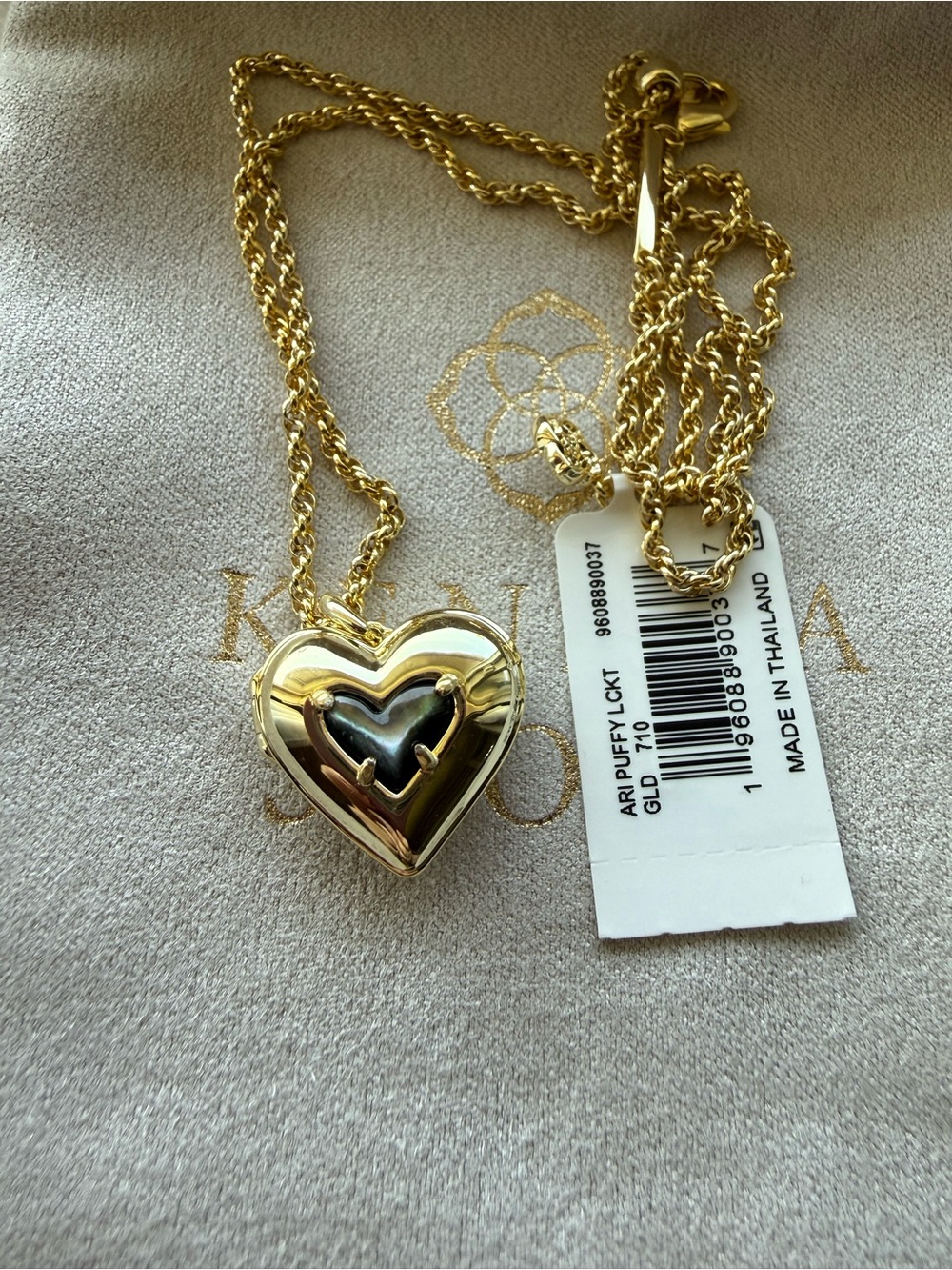 Kendra Scott gold Ari puff heart locket